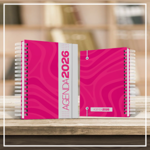 Agenda Comercial 2026 Sulfite 75g 15x21cm Miolo Preto e Branco Capa Dura 2mm Laminada com BOPP Selecione os opcionais