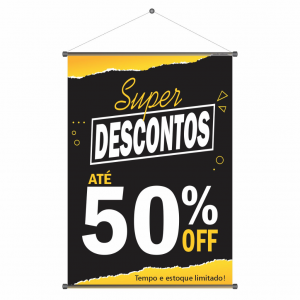 Banner 90 x 120 cm Lona 280g 90x120cm 4x0   Inclui varetas e corda