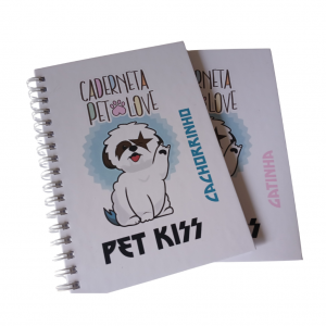Caderneta PET 70 páginas em offset 75g, impresso pigmentado A6 Colorida Capa dura 1,05 mm coberta com adesivo laminado BOPP Wire-o branco 