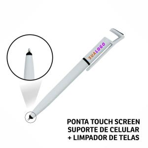 Caneta Plástica Multifunção Suporte de Celular com Impressão Colorida  14x2cm    