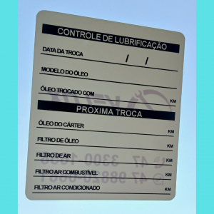 Etiqueta de Troca de Óleo Vinil adesivo 7x4,5cm 4x4  Corte Cantos Arredondados 