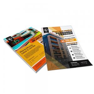 Panfletos, Flyers e Folhetos Apergaminhado 180g 21x30 Offset 180g 21x30cm 4x0 ou 4x4 Sem verniz Corte Reto Dobras para Folder