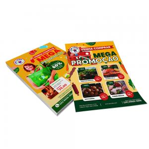 Panfletos, Flyers e Folhetos Apergaminhado 180g 10,5x15 Offset 180g 10,5x15cm 4x0 ou 4x4 Sem verniz Corte Reto Dobras para Folder