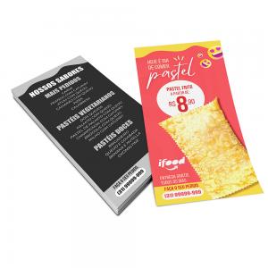 Panfletos, Flyers e Folhetos Apergaminhado 240g 10x21 Offset 240g 10x21cm 4x0 ou 4x4 Sem verniz Corte Reto Vinco